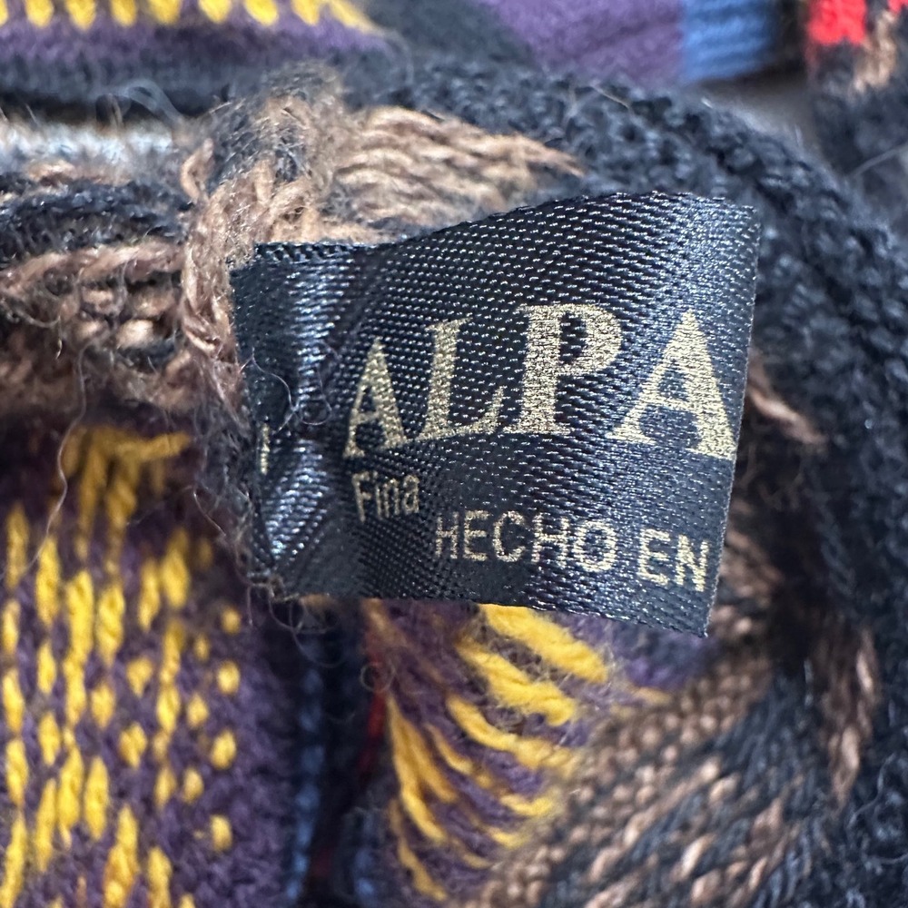 Alpaca Fina Geometric Stripe Fringe Hat and Scarf Winter Woman - Picture 8 of 9